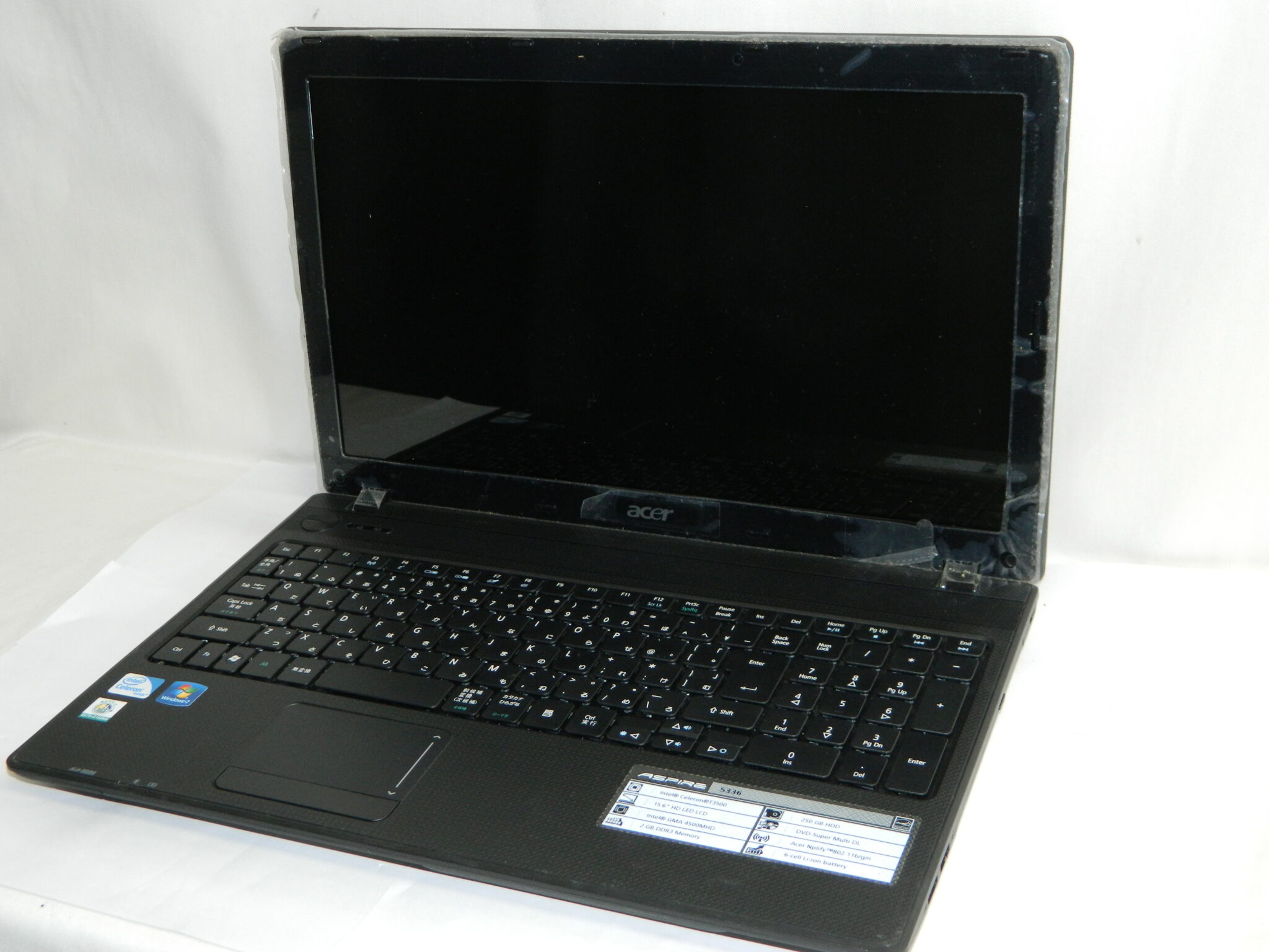 半田店 ジャンク品 acer エイサー ASPIRE 5336 BT3523 Windows7 15.6ワイド 液晶 LED 250GB 2GB  Intel Celeron T3500 2.10GHz スーパーマルチドライブ ノートパソコン ノートPC 訳有り 現状渡し 部品取り  買取させて頂きました。 - リサイクル＆買取専門のリサイクルマート