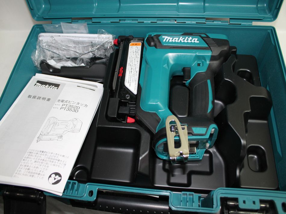 半田店 中古 美品 makita 充電式ピンタッカ PT353DZK 18V 本体 専用ケース ゴーグル 取扱説明書のセット 低反動機構搭載 マキタ  USED品 電動工具 買取させて頂きました。 - リサイクル＆買取専門のリサイクルマート