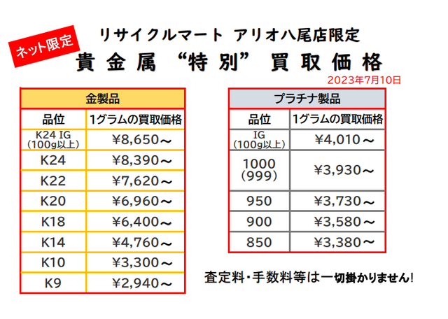 貴金属　K18 K24 プラチナ 金 八尾 柏原　K14 K10 K9.png