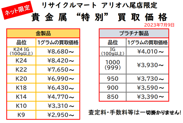 貴金属　K18 K24 プラチナ 金 八尾 柏原　K14 K10 K9.png