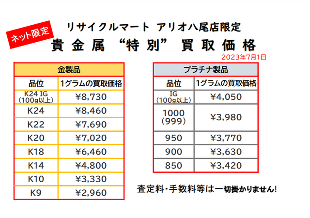 貴金属　K18 K24 プラチナ 金 八尾 柏原　K14 K10 K9.png