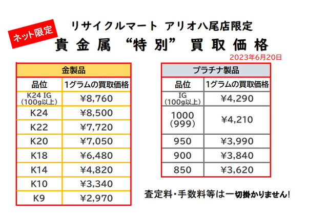 貴金属　K18 K24 プラチナ 金 八尾 柏原　K14 K10.png