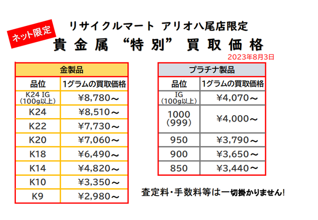 貴金属　K18 K24 プラチナ 金 八尾 柏原　K14 K10 K9 18K 14K K22 Pt850.png